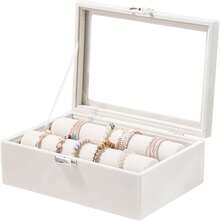 Jewelry Storage Organizer Box With 2 Rods For Bracelets And Bangles - Beige - View 8