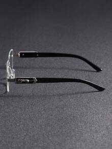 一副男士欧美方框简约优雅素面眼镜，适合日常通勤。 - 銀白平 - 查看 4