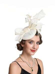 1件装羽毛头饰帽，女士复古新娘头饰婚礼德比帽 - A - 查看 18