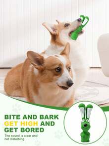 1pc Cute Long Ear Rabbit Shaped Rubber Dog Chew Toy, Durable Squeaky Toy, Suitable For Teething - Multicolor - View 8