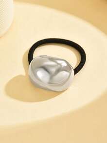 2pcs/1pc Metal Geometric Elastic Hair Hoops, Charming Dark Style, Luxury Women Ponytail Hair Ties - Multicolor - View 9