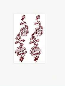 1 Tờ Hình Xăm Tạm Thời Màu Nâu, Đỏ, Đỏ Tím Họa Tiết Hoa Quyến Rũ Cho Ngón Chân & Tay, Thích Hợp Cho Nữ, Hình Xăm Henna Hoa Hồng, Không Thấm Nước, Giữ Được 3-5 Ngày, Hình Xăm Nghệ Thuật Cho Đám Cưới - Đỏ - Xem 4