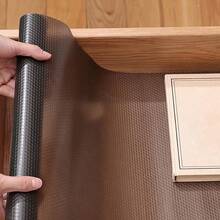 1卷透明黑色货架垫，防滑橱柜垫，透明无粘抽屉垫，EVA防水冰箱垫，易裁剪橱柜垫，适用于货架、桌面、橱柜、厨房、储物架（11.8英寸 x 59英寸） - 黑色 - 查看 6