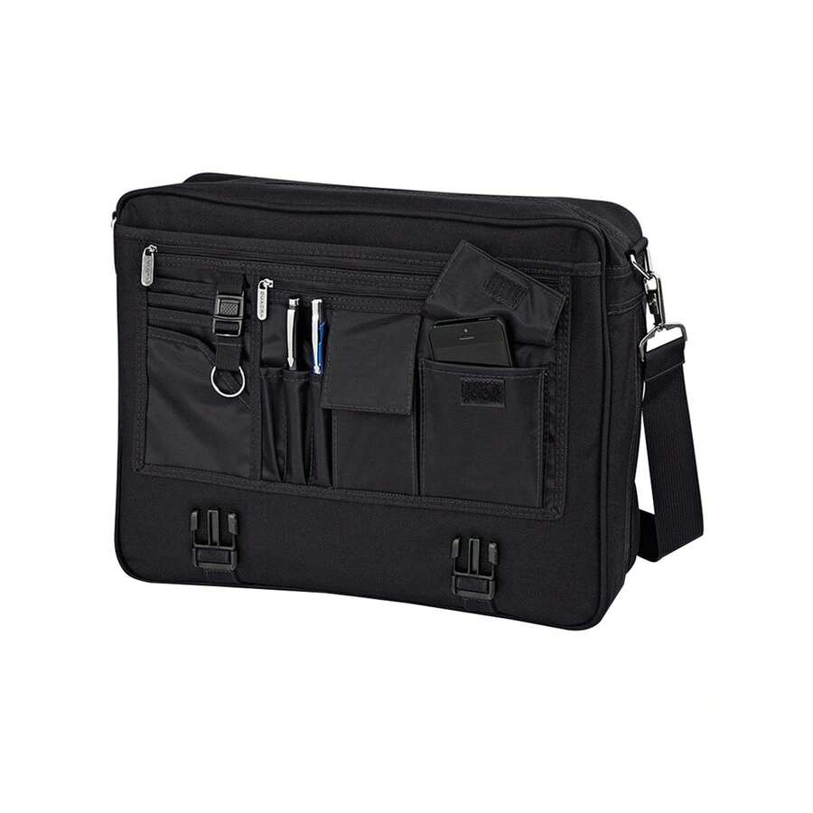 Quadra Portfolio Briefcase Bag - 12 Litres (Pack Of 2) (Black) - 100% Polyester - (BC4260) - Rectangle - View 1