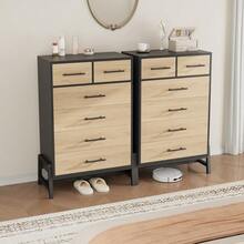 Huisuilinss 5/6 Drawer Dresser,Tall Dresser For Bedroom,Modern Chest Of Drawers,Freestanding Wood Storage Organizer With Deep Drawer For Living Room Entryway Hallway - Tủ 6 ngăn kéo màu gỗ đen - Xem 9