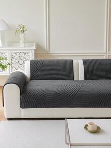 1件柔软绒面沙发套，简约纯色3D设计，宠物友好，防污防刮，适合所有季节，包括圣诞节和新年，可机洗，适用于1/2/3/4人沙发 - 深灰色 - 查看 4