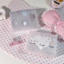 1PC Mini Frosted Card Holder With Lid And Snap Button Storage Box, Cute Girl Heart Small Card Book And Memo Box 11*8*3cm - Rectangle - View 6
