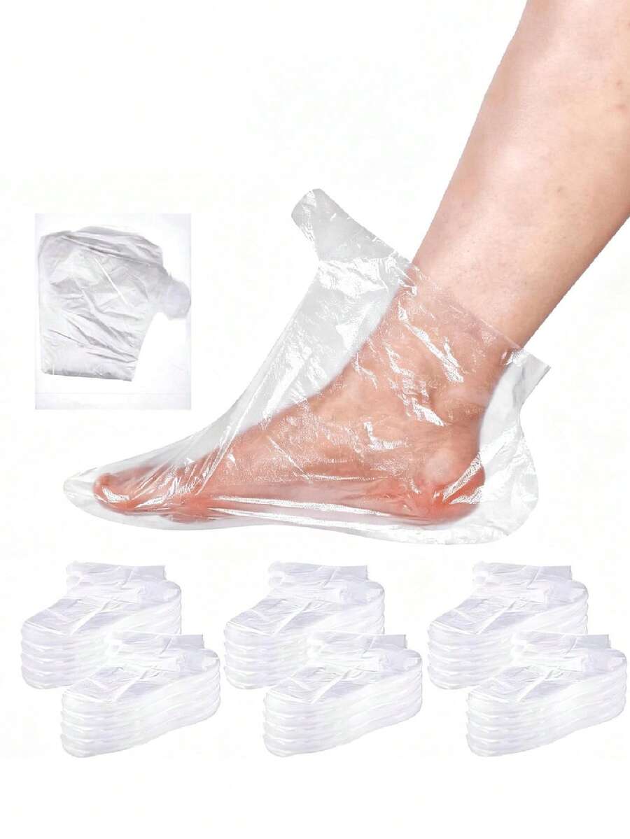 100/200/300 chiếc ống bọc chân trong suốt, bọc chân bằng nhựa, vớ dưỡng ẩm chăm sóc chân, thích hợp cho chăm sóc chân, spa, điều trị nứt gót chân và thử giày, 1 hộp