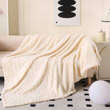 Koc z trójwymiarowym, stylowym wzorem, miękki i ultramiękki, ciepły i wygodny do stosowania na sofach, w salonach i łóżkach przez cały rok - Biały - Zobacz 9