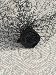 1 Stück handgefertigter Satin Rose Braut Vogelkäfig Schleier, geeignet für Hochzeit, Hochzeitsfotografie, Party, Teezeremonie, Frauenzubehör, Clip-On - Verschiedenfarbig - Übersicht 7