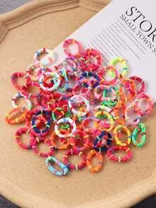 50pcs/Pack Small Elastic Hair Ties, Women Hair Accessories - Multicolor - View 4