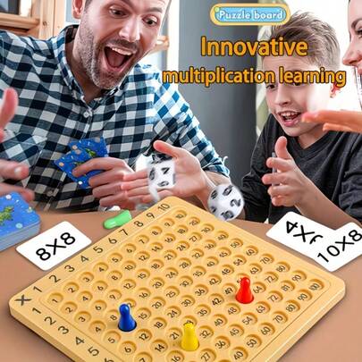 Juego de ajedrez de matemáticas de multiplicación, juguete interactivo familiar, juguete educativo de matemáticas adecuado para niños de 3+ años, regalo de cumpleaños y festividades. Los colores de los accesorios son aleatorios.