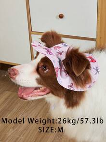 Cute Polyester Pink Bow Pattern Windproof Sun Protection Hat With Ear Hole Design, Adjustable Anti-Slip, Suitable For Small Pet Dogs Outdoor Wear All Year Round - Multicolor - View 10