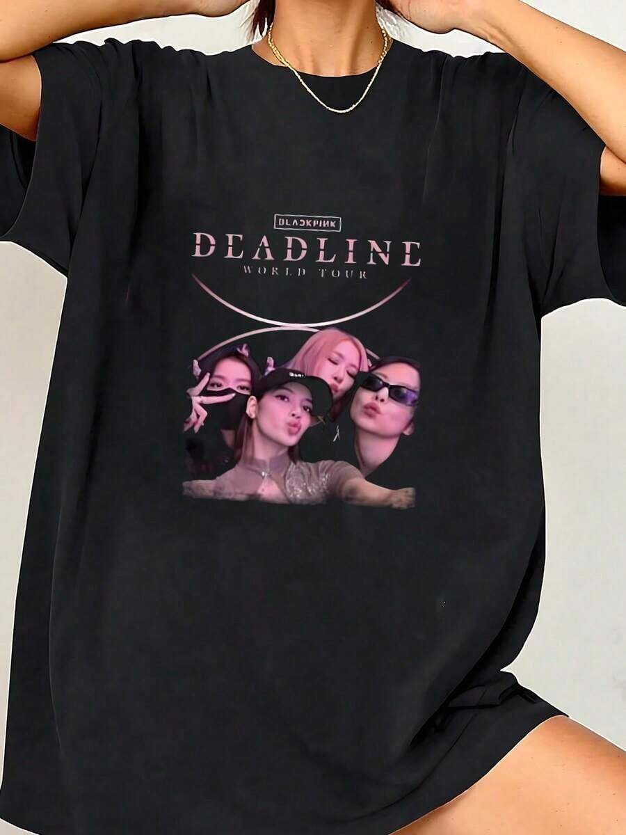 Deadline Tour T-Shirt, Shirt, Jennie Jisoo Rose-0 - 黑色 - 查看 1