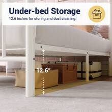 Allewie 14 Inch Twin/Full/Queen/King Size Metal Platform Bed Frame With Heart-Shaped Headboard And Footboard/Iron-Art Mattress Foundation/Under Bed Storage/No Box Spring Needed/Easy Assembly/Noise-Free/White - trắng - Xem 5