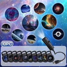 USB LED 星空投影灯 10/6/3 件装，360° 旋转星空图案，USB 供电桌面夜灯，情人节、生日礼物、电脑房装饰的理想之选 - 黑色 - 查看 11