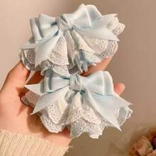 1/2/4 piezas Clips para el cabello con lazo de encaje etéreo, Clips para flequillo lateral estilo Lolita, Clips para cola de caballo dulce para mujeres, Pinzas para el cabello, Pasadores para el cabello, Barrettes para el cabello, Horquillas, Accesorios - Horquilla con lazo de encaje - Ver 6