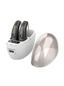 2个可充电助听器，金色、蓝色、黑色，USB充电，最大36V，30mAh电池容量，有线耳机助听器（无无线功能） - 黑色 - 查看 8