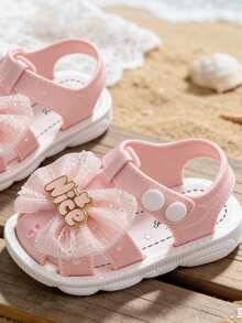1双可爱时尚的女童凉鞋，多功能沙滩鞋，带搭扣 - 粉色 - 查看 10
