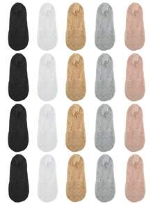 1/5/10 Pairs Of Women's Spring And Summer Lightweight Moisture Absorbing Breathable Lace Ripple Lace Boat Socks - Multicolor - View 10