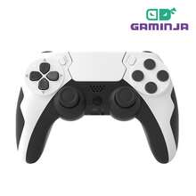 GAMINJA P48 无线控制器，兼容 P4/P4 Slim/P4 Pro/PC，双震动，扬声器，6 轴陀螺仪，耳机插孔，触摸板和 LED 灯 - 黑與白 - 查看 2