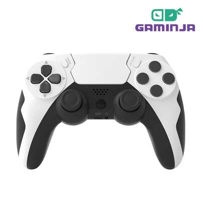  GAMINJA P48 无线手柄，兼容 P4/P4 Slim/P4 Pro/PC，双震动，扬声器，六轴陀螺仪，耳机插孔，触摸板和 LED 灯，红色