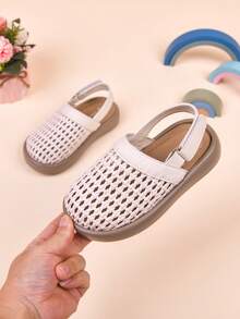 Kids Casual Versatile Woven Slip-On Flat Sandals - Beige - View 6