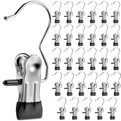 10pcs Heavy Duty Clothes Pins, Closet Boot Rack, Laundry Hanging Clips For Wardrobe Storage Of Pants, Hats, Socks, Towels, Travel Tote, Leggings, Garment Clips