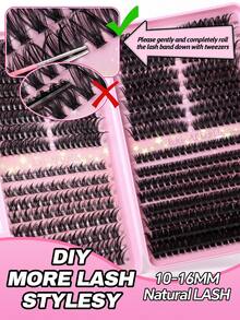 560/528/456片装DIY单根假睫毛,D型卷翘浓密大容量睫毛册,混合款式簇状假睫毛,浓密蓬松,自然妆效,适合新手在家DIY,柔软持久,便携旅行,适用于舞台、婚礼、户外、日常工作、音乐派对等场合 - 粉色 - 查看 11