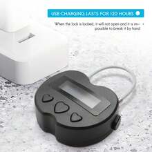 Smart Time Lock LCD Display Time Lock USB Rechargeable Temporary Timer Padlock Travel Electronic Timer Black - Multicolor - View 6