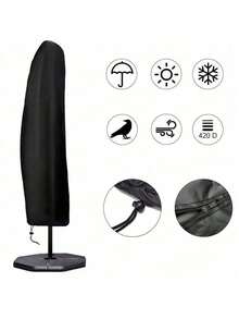 Outdoor Parasol Cover, Rainproof, Windproof, Banana Parasol Cover, Parasol Cover - Black - View 10