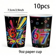 10/20/40pcs 9oz Disposable Rainbow Paper Cups, 6-7 Years Old Birthday Party Decorations - View 7