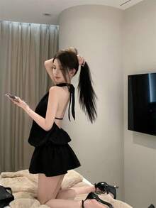 Women Short Dresses - màu đen - Xem 8