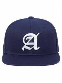 AR 1pc Men's Gothic Letter Embroidered Hip Hop Cap, Adjustable Outdoor Sun Protection Casual Hat Suitable For Spring, Autumn Travel, Beach Vacation - Navy Blue - View 2