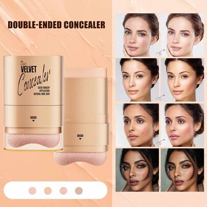 HelloKiss Barra de corrector perfecto con aplicador en forma de M, textura aterciopelada hidratante, de larga duración y ligero, cubre imperfecciones, corrector facial multiusos para contorno, resistente al agua y delgado, apto para todo tipo de pieles, producto cosmético