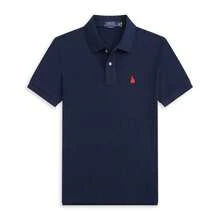 Men Polo Shirts - Áo sơ mi ngắn tay POLO [màu xanh navy với nhãn đỏ] - Xem 1