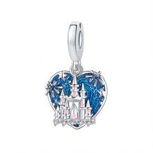 CYMYSS 1pc Exquisite Dreamy Cubic Zirconia Inlaid Heart-Shaped Castle Pendant, Women's Jewelry Gift For Valentine's Day/Birthday - Multicolor - View 9