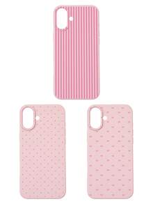 3pcs Set Soft Faux Leather Texture Bowknot/Stripe/Polka Dot Phone Case, Cute Girly Aesthetic Design, Shock-Resistant Protective Cover Compatible With IPhone & Galaxy - Multicolor - View 32
