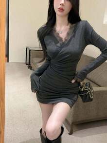 Women Long Dresses - Grey - View 4