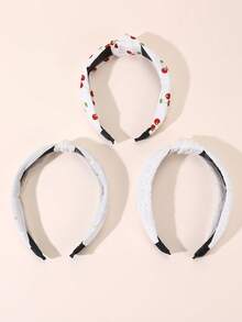 3条装女士简约优雅白色樱花雏菊印花发带，适合日常、节日、婚礼等场合 - 彩色 - 查看 3