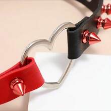 3pcs/Set Punk Hiphop PU Leather Black & Red Rivet Necklace Bracelet Set, Unisex Choker Wristband For Daily, Festival, Party Outfit, Gothic Choker Bracelet Set - Multicolor - View 4