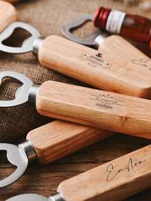 Customized Wooden Bottle Opener, Wedding Guest Gifts, Personalized Groom Gifts, Party Favors, Kitchen Supplies, Birthday Party Accessories - Multicolor - View 5