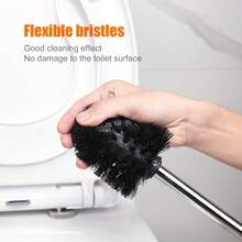 日式极简不锈钢马桶刷，防腐蚀手动浴室刷，符合人体工学的长柄浴室清洁刷，适用于浴室和卫生间，浴室配件，浴室装饰，家居清洁 - 黑色 - 查看 8