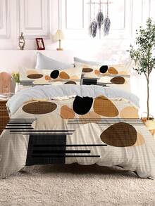 2/3pcs Modern Minimalist Duvet Cover Set (1pc Duvet Cover + 1/2pcs Pillowcase, No Insert), Geometric Dot & Line Pattern Bedding Set, Suitable For All Seasons - Multicolor - View 4