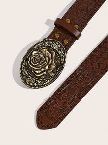 1 chiếc thắt lưng cao bồi kiểu retro họa tiết rồng nâu, kim loại mạ vàng hồng, thích hợp cho váy, chân váy, quần jeans, dự tiệc, sự kiện miền Tây, hòa nhạc, hẹn hò, làm quà tặng, đi nghỉ mát, hoạt động ngoài trời, dành cho phụ nữ và các bà mẹ. - Hoa hồng họa tiết rồng nâu - Xem 3