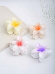 6个波西米亚风甜美8厘米果冻色雏菊发夹，简约清新花卉发饰，适合日常休闲和海滩度假，时尚发夹，女士发饰，优雅发爪 - 雞蛋花 - 查看 2