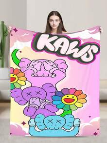 Kawss Kawaii Kaw Blanket Luxury Anime Flannel Blanket - Ultra Soft Cartoon Print, The Perfect Gift For Any Occasion, Christmas, Birthday, For Home, Camping & Travel Use - Black - View 2