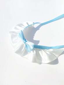 Adjustable Pet Bow Tie Collar, Cute Cat Dog Saliva Bib Photo Prop Accessory - Blue and White - View 5