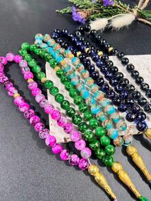 33pcs Glass Prayer Beads, Islamic Worship Rosary Handheld Accessory, 10mm Large Flower Beads For Muslim - Multicolor - View 6