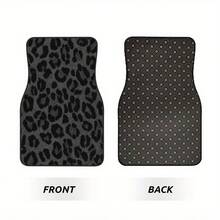 4-Piece Leopard Print Car Floor Mats - Black & Animal Pattern, Durable Polyester Material, Easy-To-Clean Surface, Suitable For Home & Road Trips, Stylish Interior & A Gift For Friends, Car Floor Mats, Essential For Road Trips, Leopard Print Design - Multicolor - View 11